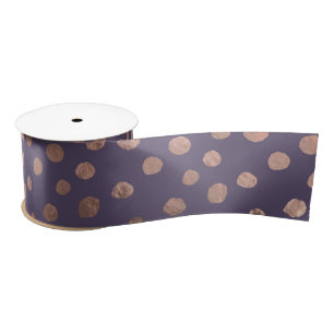 Glamourous Rose Gold Foil and Lavender Art Dots Satin Ribbon