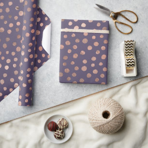 Glamourous Rose Gold Foil and Lavender Art Dots Wrapping Paper
