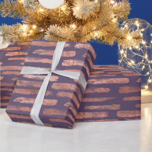 Glamourous Rose Gold Foil and Lavender Brushstroke Wrapping Paper
