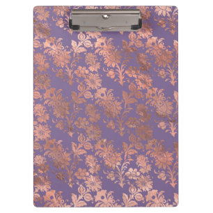 Glamourous Rose Gold Foil and Lavender Floral Clipboard
