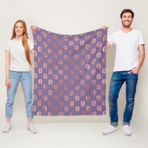 Glamourous Rose Gold Foil and Lavender Lips Fleece Blanket