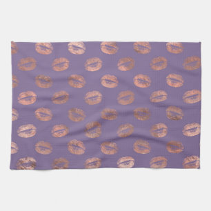 Glamourous Rose Gold Foil and Lavender Lips Tea Towel