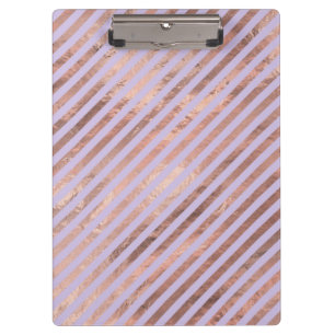 Glamourous Rose Gold Foil and Lavender Stripes Clipboard