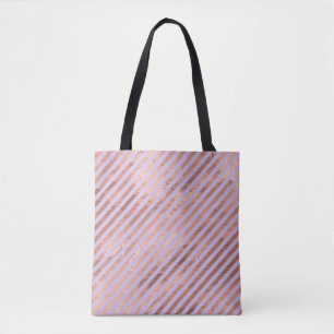 Glamourous Rose Gold Foil and Lavender Stripes Tote Bag