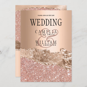 Glamourous Rose Gold Glitter Foil Wedding  Invitation