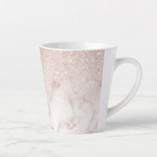 Glamourous Rose Gold White Glitter Marble Gradient Latte Mug