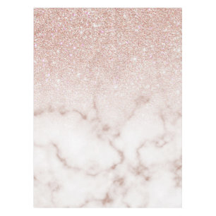 Glamourous Rose Gold White Glitter Marble Gradient Tablecloth