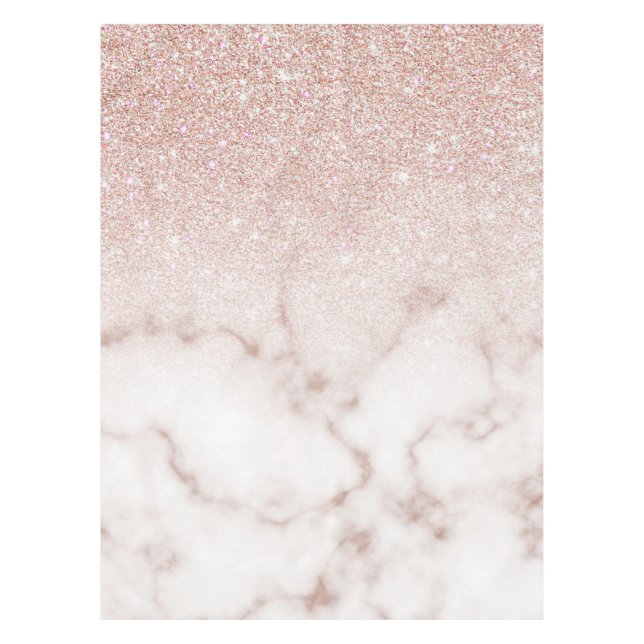 Glamourous Rose Gold White Glitter Marble Gradient Tablecloth (Front)