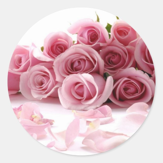 Glamourous roses classic round sticker (Front)