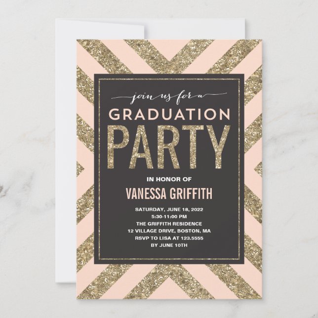 Glamourous Shimmer  | Graduation Party Invitation (Front)