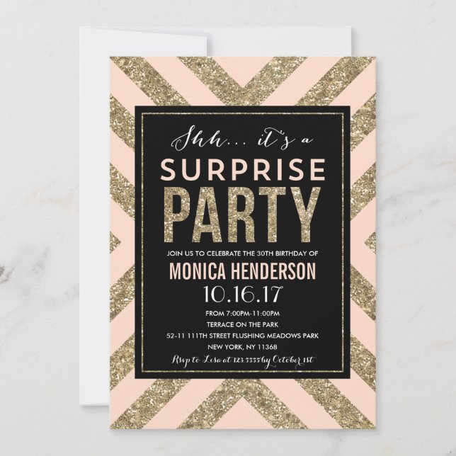 Glamourous Shimmer | Surprise Party Invitation (Front)