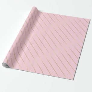 Glamourous Shiny Chic Design Pink Gold Stripes Wrapping Paper