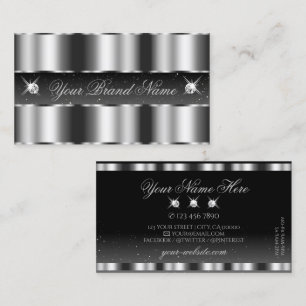 Glamourous Silver Black Sparkling Diamonds Stylish Business Card