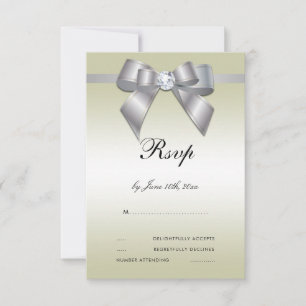 Glamourous Silver Bow & Ribbon RSVP Card