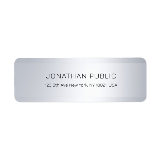 Glamourous Silver Elegant Modern Return Address Label (Front)