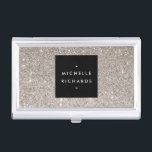 Glamourous Silver Glitter Business Card Holder<br><div class="desc">Coordinates with the "Glamourous Silver Glitter Modern Beauty Business Card Template". © 1201AM CREATIVE</div>