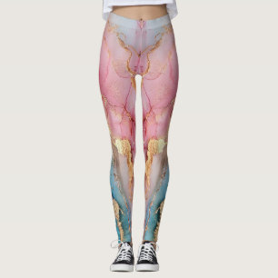 Glamourous Silver Glitter pink Marble Ombre Leggings