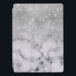 Glamourous Silver Glitter White Marble iPad Pro Cover<br><div class="desc">This chic and glamourous design is perfect for the trendy and stylish woman. It depicts a faux printed sparkly silver glitter sequin and white with black marble stone pattern ombre gradient. It's modern, girly, pretty, and cool. ***IMPORTANT DESIGN NOTE: For any custom design request such as matching product requests, colour...</div>