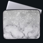 Glamourous Silver Glitter White Marble Laptop Sleeve<br><div class="desc">This chic and glamourous design is perfect for the trendy and stylish woman. It depicts a faux printed sparkly silver glitter sequin and white with black marble stone pattern ombre gradient. It's modern, girly, pretty, and cool. ***IMPORTANT DESIGN NOTE: For any custom design request such as matching product requests, colour...</div>