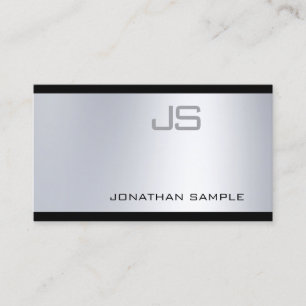 Glamourous Silver Graceful Modern Monogram Plain Business Card