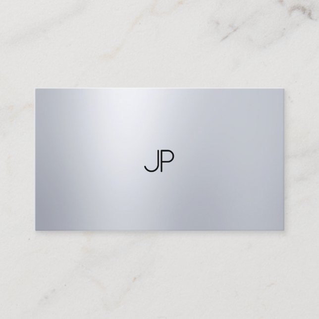 Glamourous Silver Look Elegant Modern Monogram Business Card (Front)