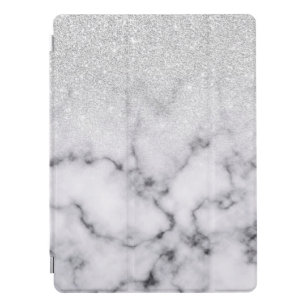 Glamourous Silver White Glitter Marble Gradient iPad Pro Cover