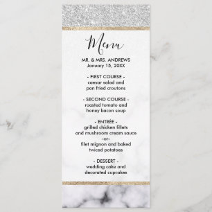 Glamourous Silver White Glitter Marble Gradient Menu