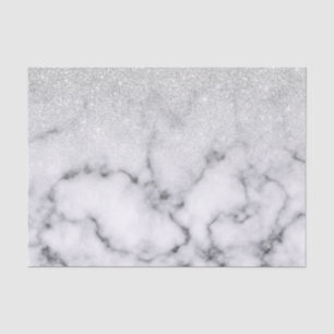 Glamourous Silver White Glitter Marble Gradient Tissue Paper