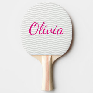 Glamourous Simplicity Grey Chevron with Bold Name Ping Pong Paddle