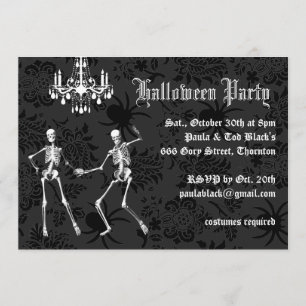 Glamourous Skeletons Halloween Costume Party Invitation