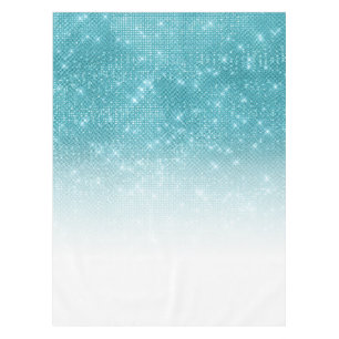 Glamourous Sparkly Aqua Blue Glitter Sequin Ombre Tablecloth