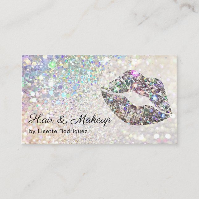 Glamourous Sparkly Glitter Lip Gloss Kiss Business Card (Front)