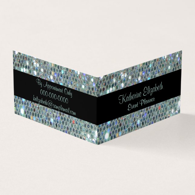 Glamourous Sparkly Glittery Glitzy Silver Bling Business Card (Outside)