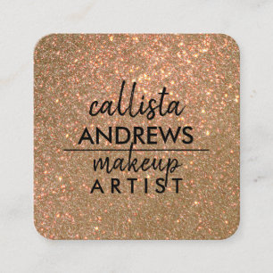 Glamourous Sparkly Gold Glitter Makeup Artist Square Business Card