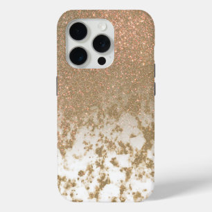 Glamourous Sparkly Gold Glitter Marble iPhone 15 Pro Case