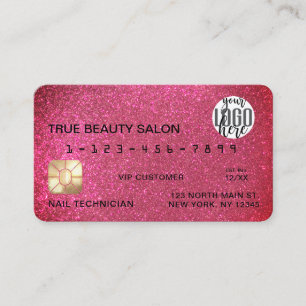 Glamourous Sparkly Pink Glitter Credit Card Logo