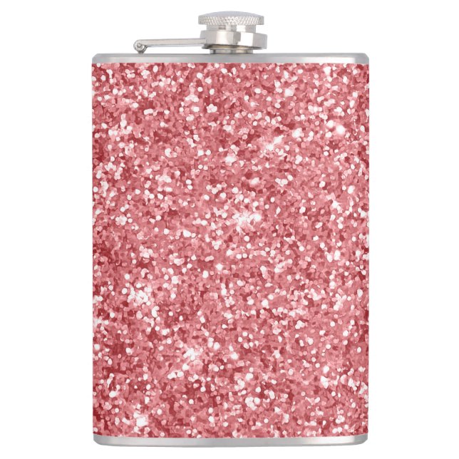 Glamourous Sparkly Pink Glitter  Hip Flask (Front)