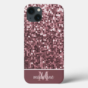 Glamourous Sparkly Rose Sequin/Glitter Name  iPhone 13 Case