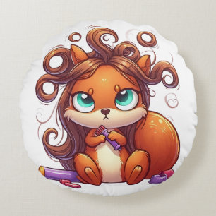 Glamourous Squirrel Hair Day Round Cushion