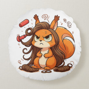 Glamourous Squirrel Hair Day Round Cushion