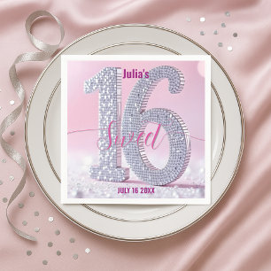 Glamourous Stylish Chic Rhinestone Sweet Sixteen Napkin