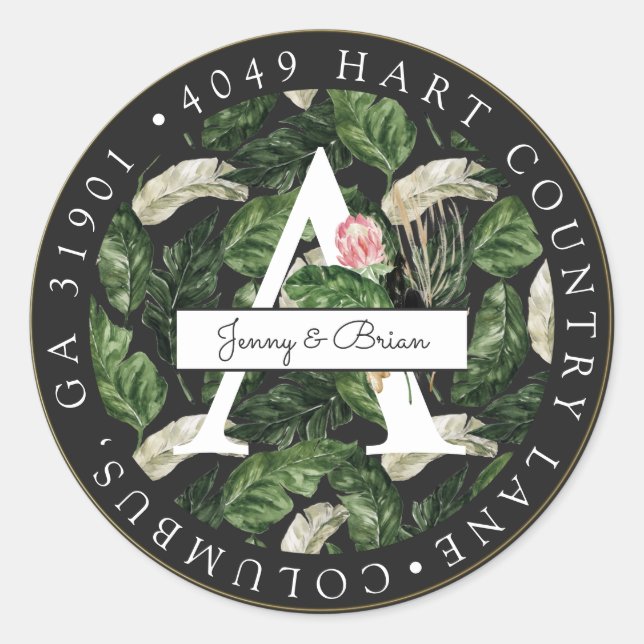 Glamourous Summer Greenery Return Address Sticker (Front)