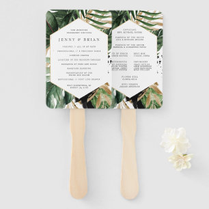 Glamourous Summer Greenery Wedding Program Hand Fan
