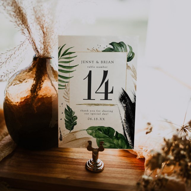 Glamourous Summer Greenery Wedding Table Number (Creator Uploaded)