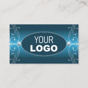 Glamourous Teal Blue Ornate Sparkle Jewels Add Log Business Card