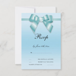Glamourous Teal Bow & Ribbon RSVP Card