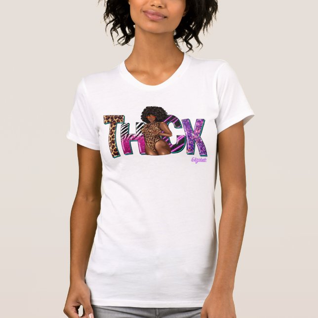 Glamourous Thick Black Diva Celebrating Her Beauty T-Shirt (Front)