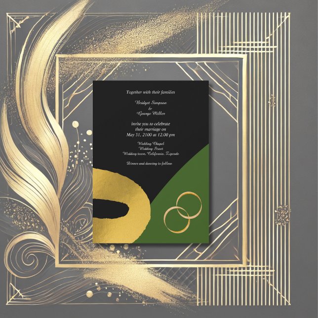 glamourous tri-colour golden ring wedding  invitation (Creator Uploaded)