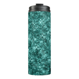 Glamourous Turquoise Sparkle Dots Girly Elegant Thermal Tumbler