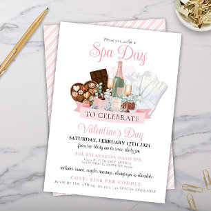 Glamourous Valentines Champagne Chocolate Spa Day Invitation